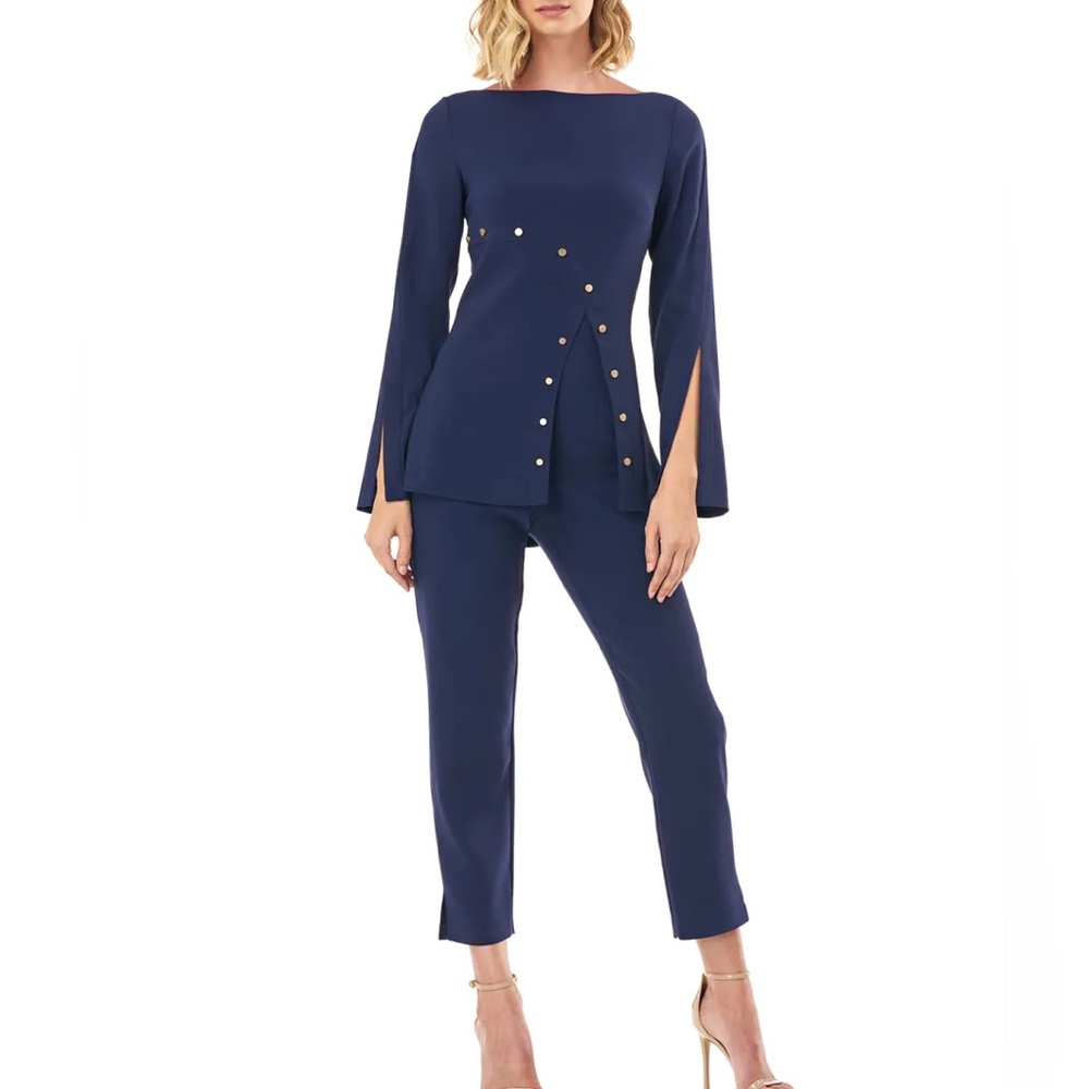 KAY UNGER Jenna Stretch Crepe Jumpsuit w/ Grommet